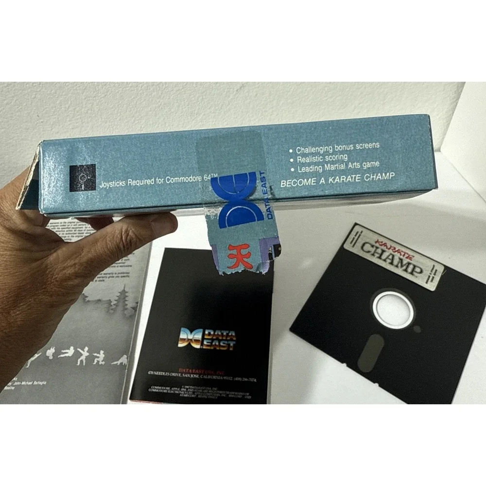 1985 KARATE CHAMP C64/128 Data East Apple Series Box Floppy Disk Inserts Vintage
